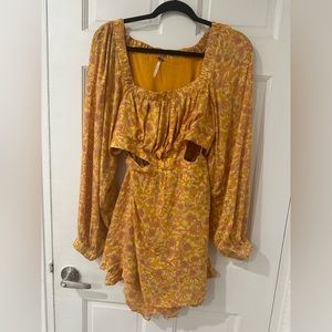 Brand new never worn orange with flower free people dress